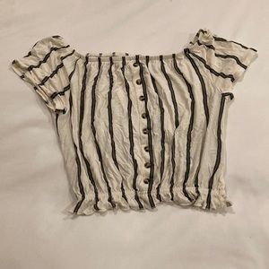 White and Black cropped striped top by H&M